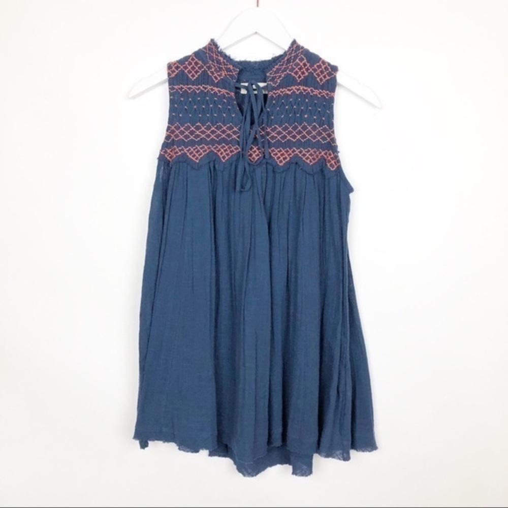 Altar'd State Boho Sleeveless  Embroidered Top